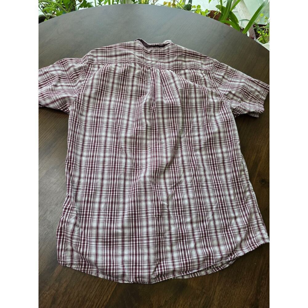 Mens‎ Dockers Short Sleeve Plaid Button-Up Shirt Maroon & White Size M - Picture 15 of 16